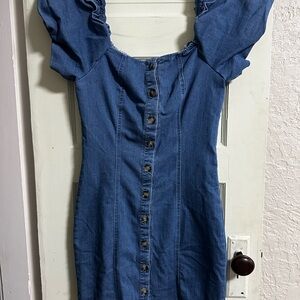Blue Denim Button-Down Dress